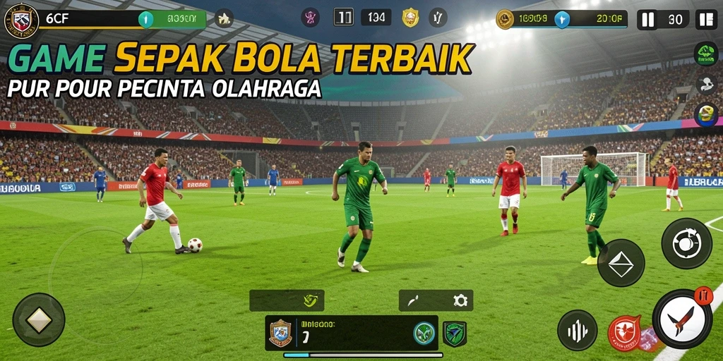 Screenshot gameplay 6CF menampilkan aksi seru sepak bola.