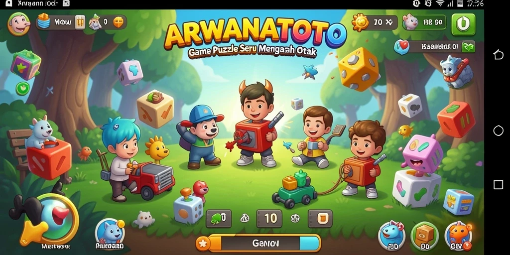 Tampilan gameplay seru dari ARWANATOTO dengan berbagai teka-teki menarik.
