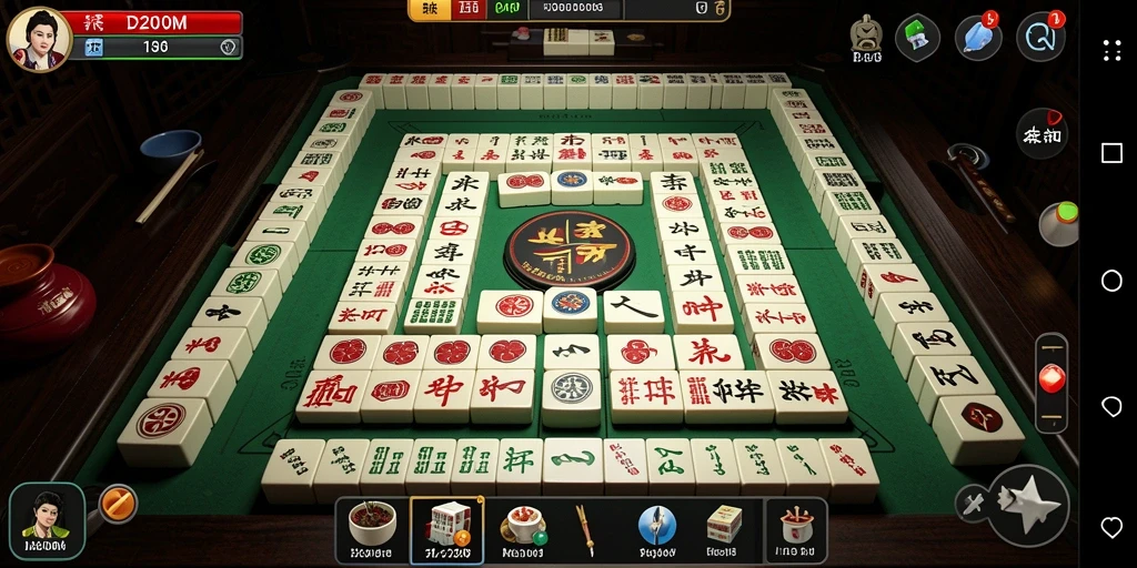 Gameplay Mahjong yang seru dan menantang dalam D200M.
