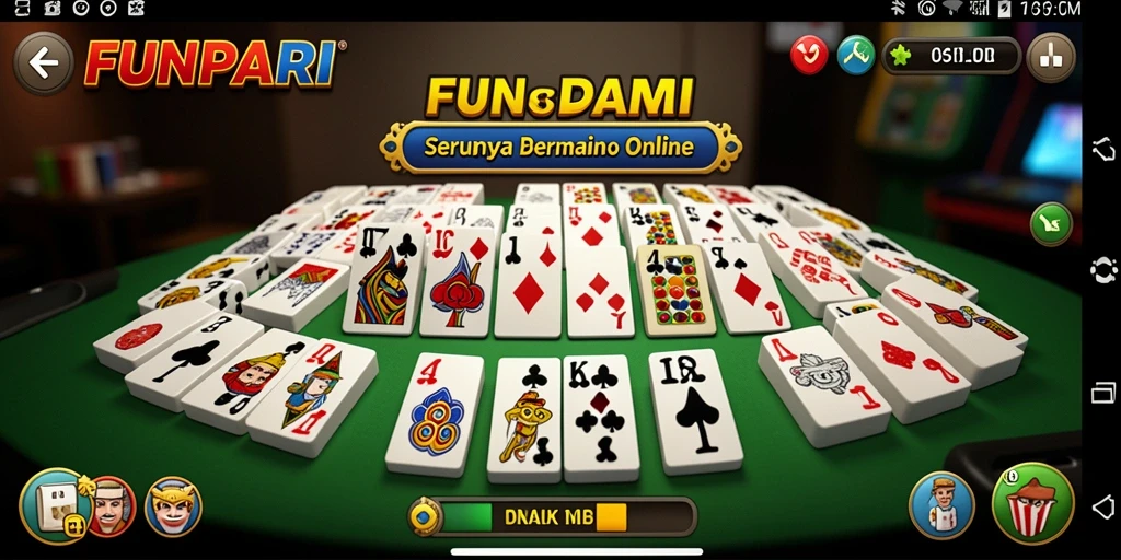 Tampilan gameplay seru dalam FUNPARI dengan domino yang menantang.