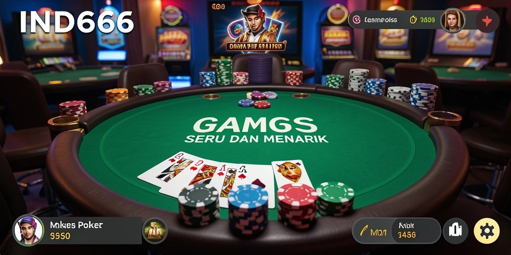 Tampilan gameplay Poker yang penuh aksi di IND666.