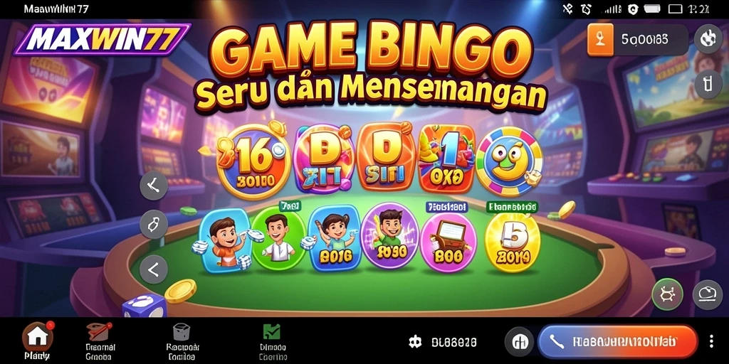Tampilan gameplay seru di MAXWIN77 dengan kartu Bingo yang menarik.