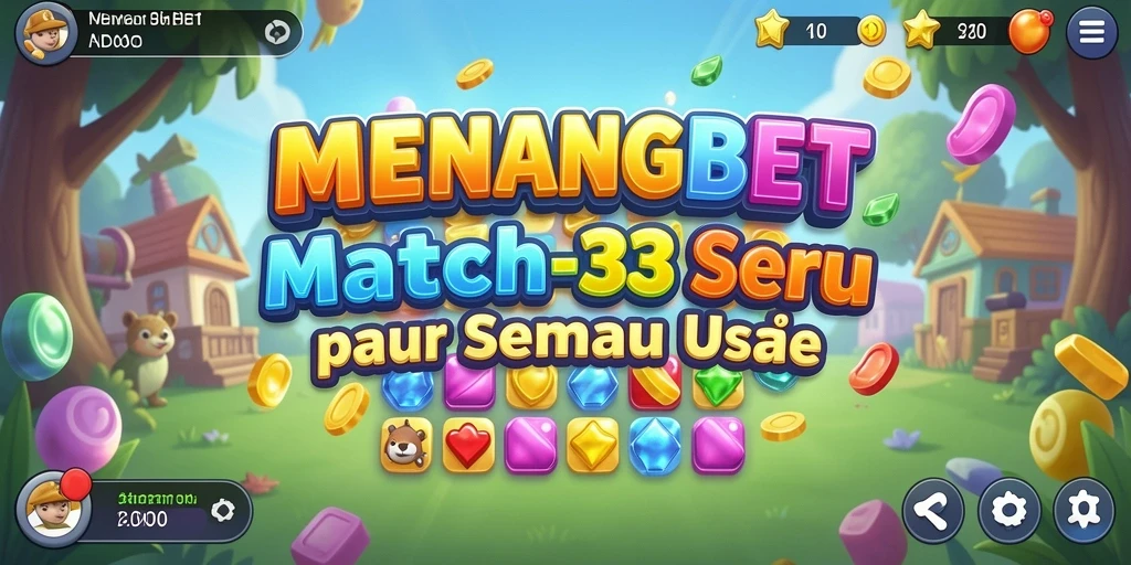 Tampilan permainan Match-3 yang penuh warna dan menarik.