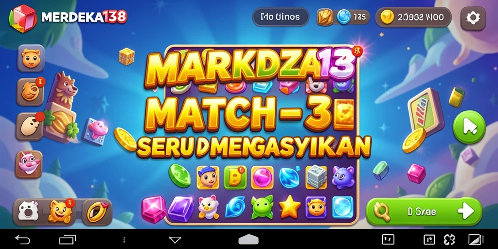 Gameplay seru MERDEKA138 dengan elemen warna-warni Match-3.