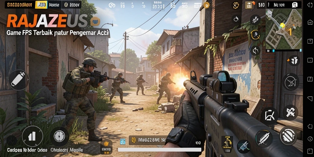 Tampilan grafik yang menegangkan dalam gameplay RAJAZEUS FPS.