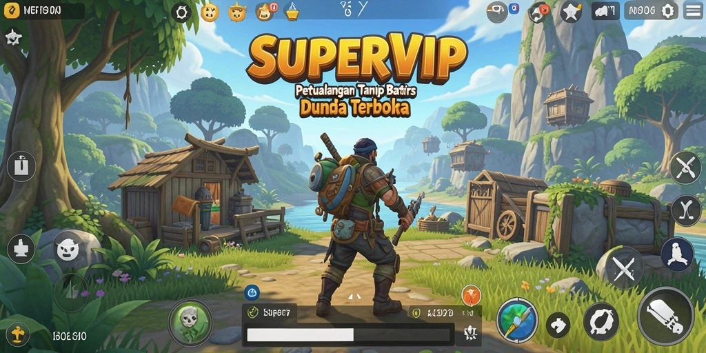 Gameplay SUPERVIP yang menampilkan eksplorasi dunia terbuka yang menakjubkan.
