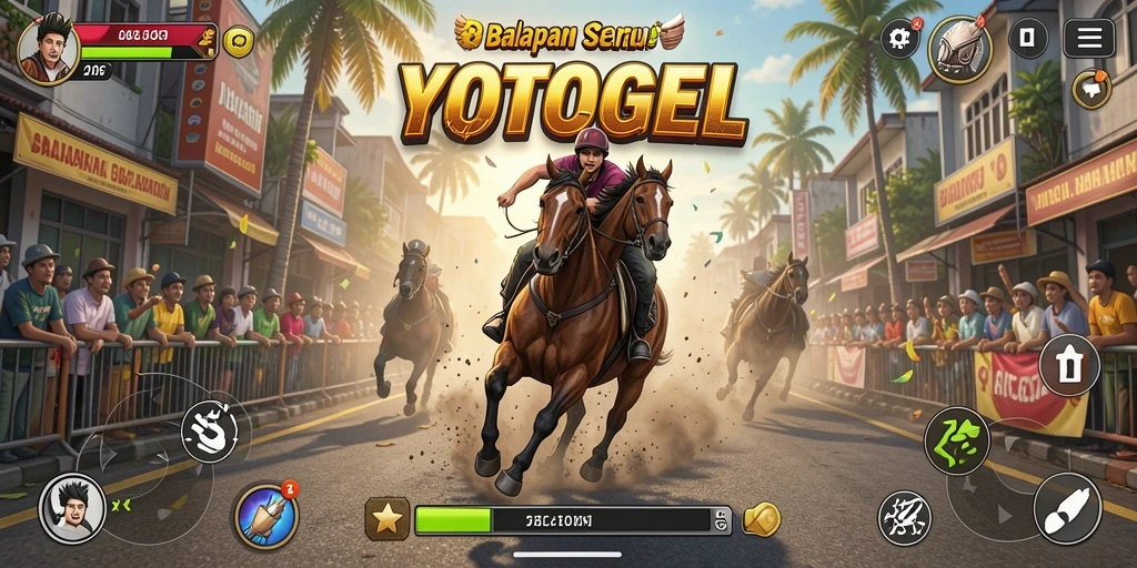 Tampilan gameplay menegangkan YOTOGEL dengan kendaraan balap dan peningkatan visual.